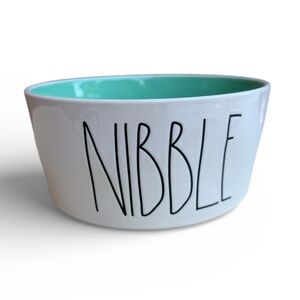 Rae Dunn Artisan Farmhouse Collection Pet “NIBBLE” White Bowl, glazed ceramic